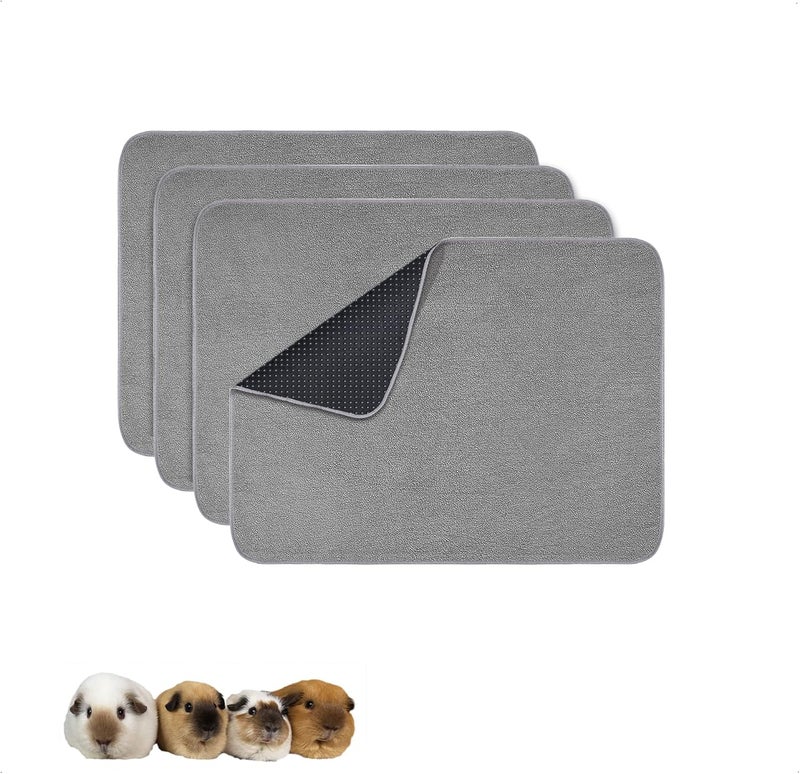 GINIDEAR Guinea Pig Cage Liner, 4 Pack - Washable, Reusable, Leakproof Fleece Bedding Pads for Small Animals with Anti-Slip Bottom - for Midwest Kitchen/17''X23'' Area, Gray - Image 1